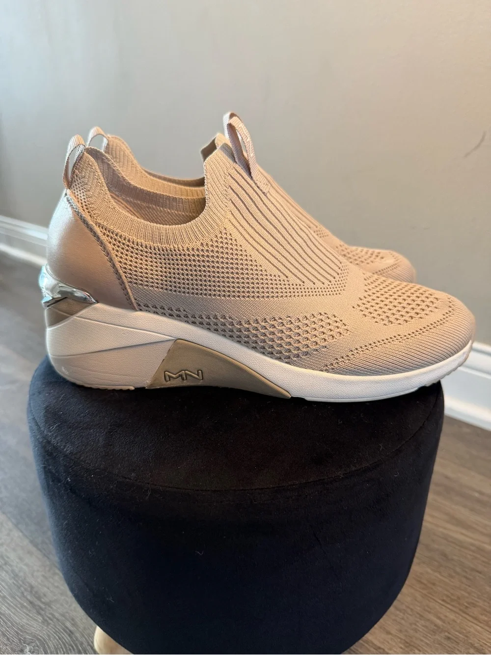 Mark Nason Beige Knit Slip-On Platform Sneaker